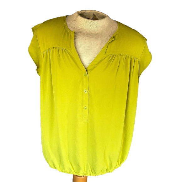 SOHO JEANS V-NECK BLOUSE Women's XXL Lime Green - Picture 1 of 6